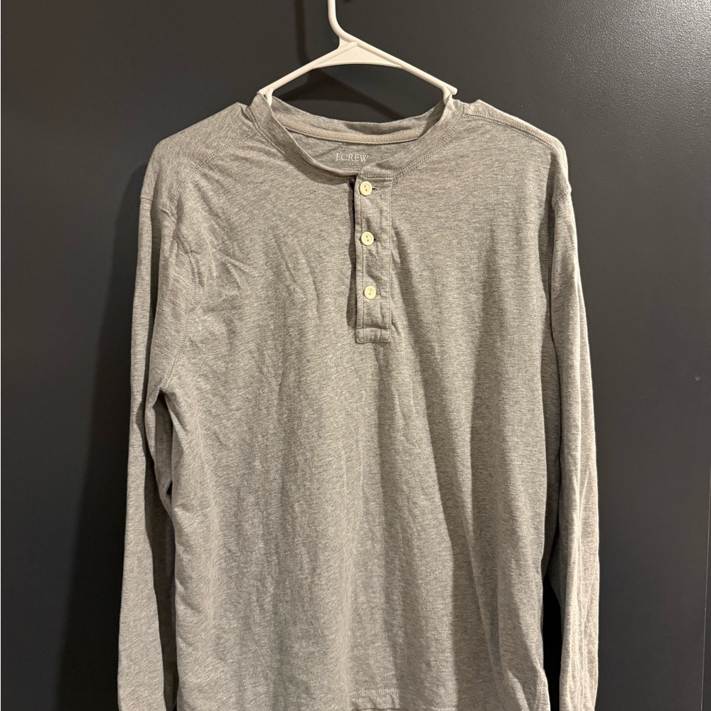 J. Crew Heather Gray Long Sleeve Henley Shirt